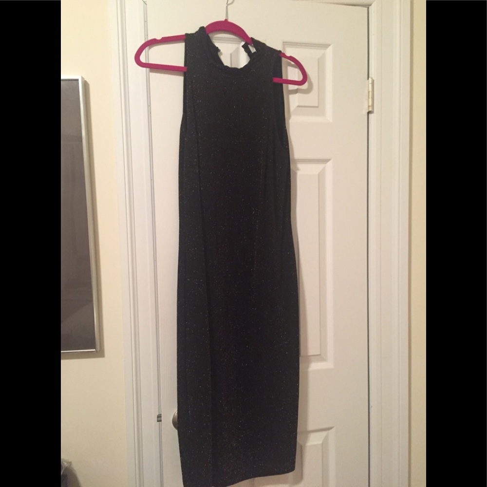 H&M black and gold glittery dress